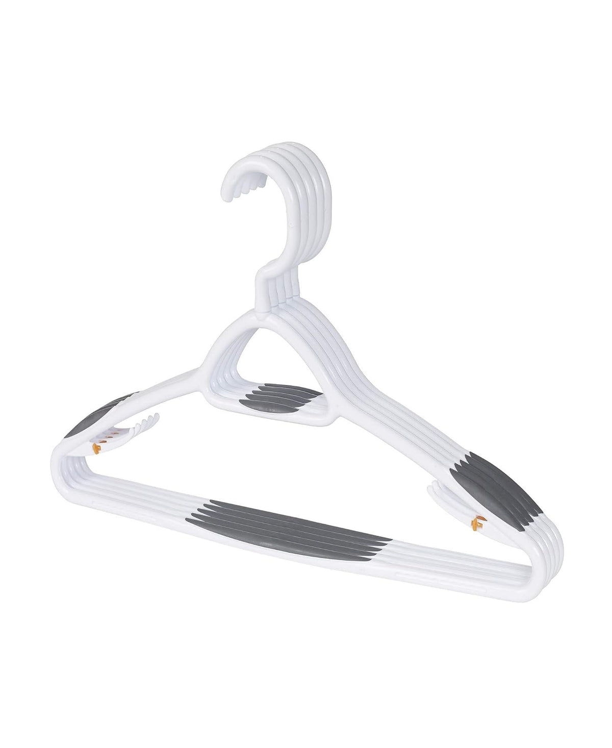 neatfreak - Juego de 5 Perchas Antideslizantes de Lujo - Perchas Que ahorran Espacio para Ropa, Pantalones, Chaquetas y Camisa, Paquete de 5, Blanco/Gris