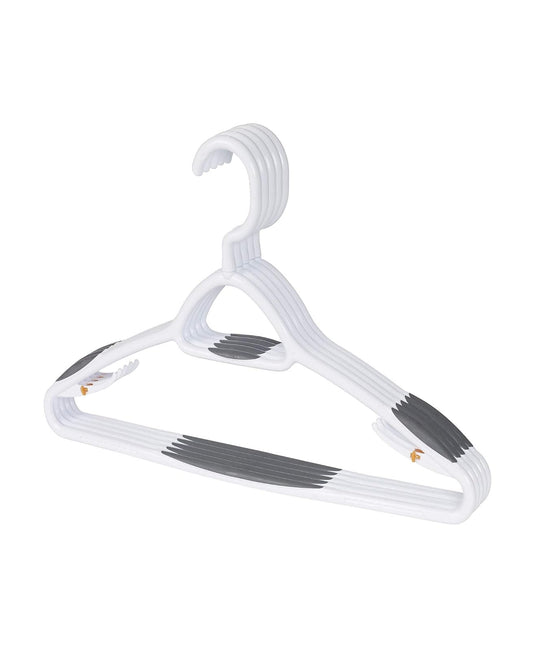 neatfreak - Juego de 5 Perchas Antideslizantes de Lujo - Perchas Que ahorran Espacio para Ropa, Pantalones, Chaquetas y Camisa, Paquete de 5, Blanco/Gris
