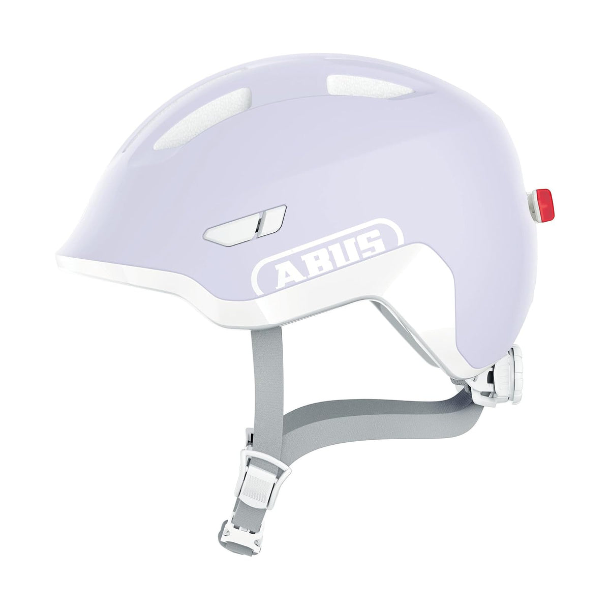 ABUS Kinderhelm Smiley 3.0 Ace LED - Fahrradhelm mit Licht - lavanda pura - M (50-55 cm​)