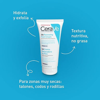 CeraVe Crema Renovadora e Hidratante de Pies con Ácido Salicílico para Piel Muy Seca y Áspera 88ml