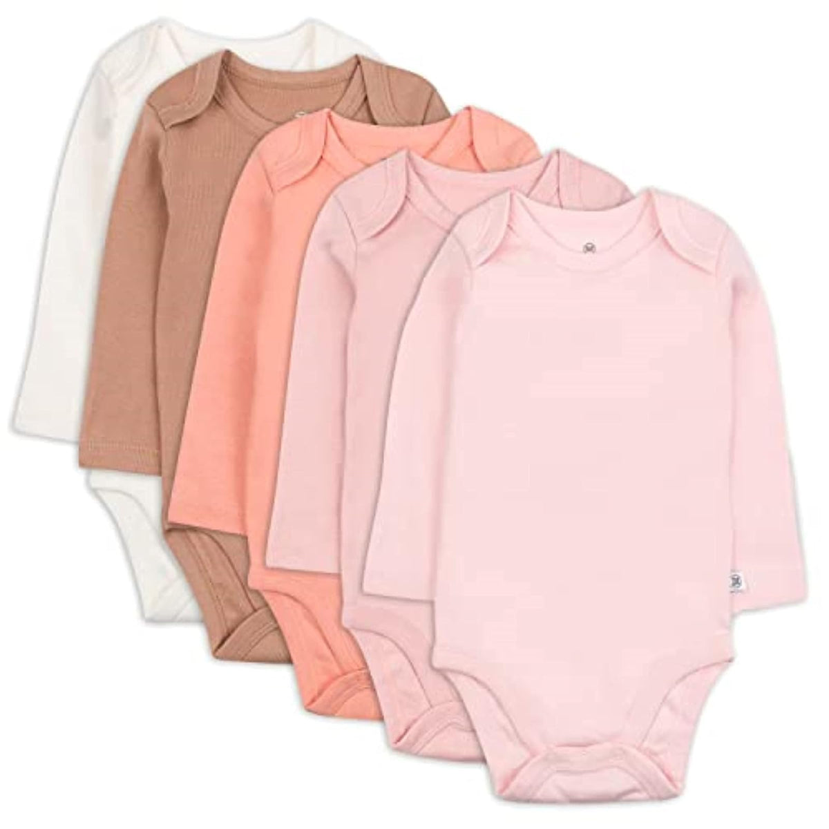 HonestBaby Paquete de 5 Bodies de Manga Larga, 100% Algodón Orgánico - Arenas rosa - 0-3 Meses