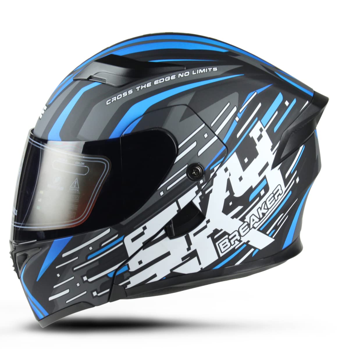 Edge Helmets Boss SkyBreaker Casco Moto Abatible, para Hombre, Certificado Dot, XX-Grande, Azul