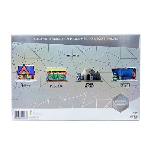 Disney - Villas Navideñas Disney 100 Juego de 4 piezas de Navidad para pueblo mágico, árbol de navidad, villa navideña, Celebra DISNEY 100 MARVEL LUCAS FILMS STAR WARS, edición limitada, exclusiva