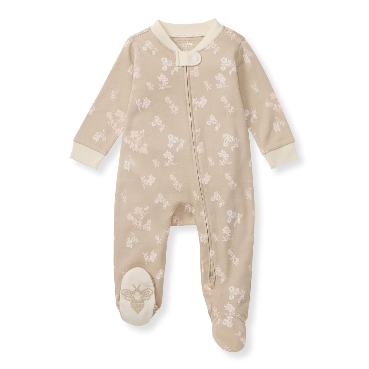 Burt's Bees Baby Pajamas Sleep and Play, Soft 100% Organic Cotton One-piece Pj With Non-slip Bee Grip Footies, Newborn Essentials Durmientes para bebés y niños pequeñosbebés niñas