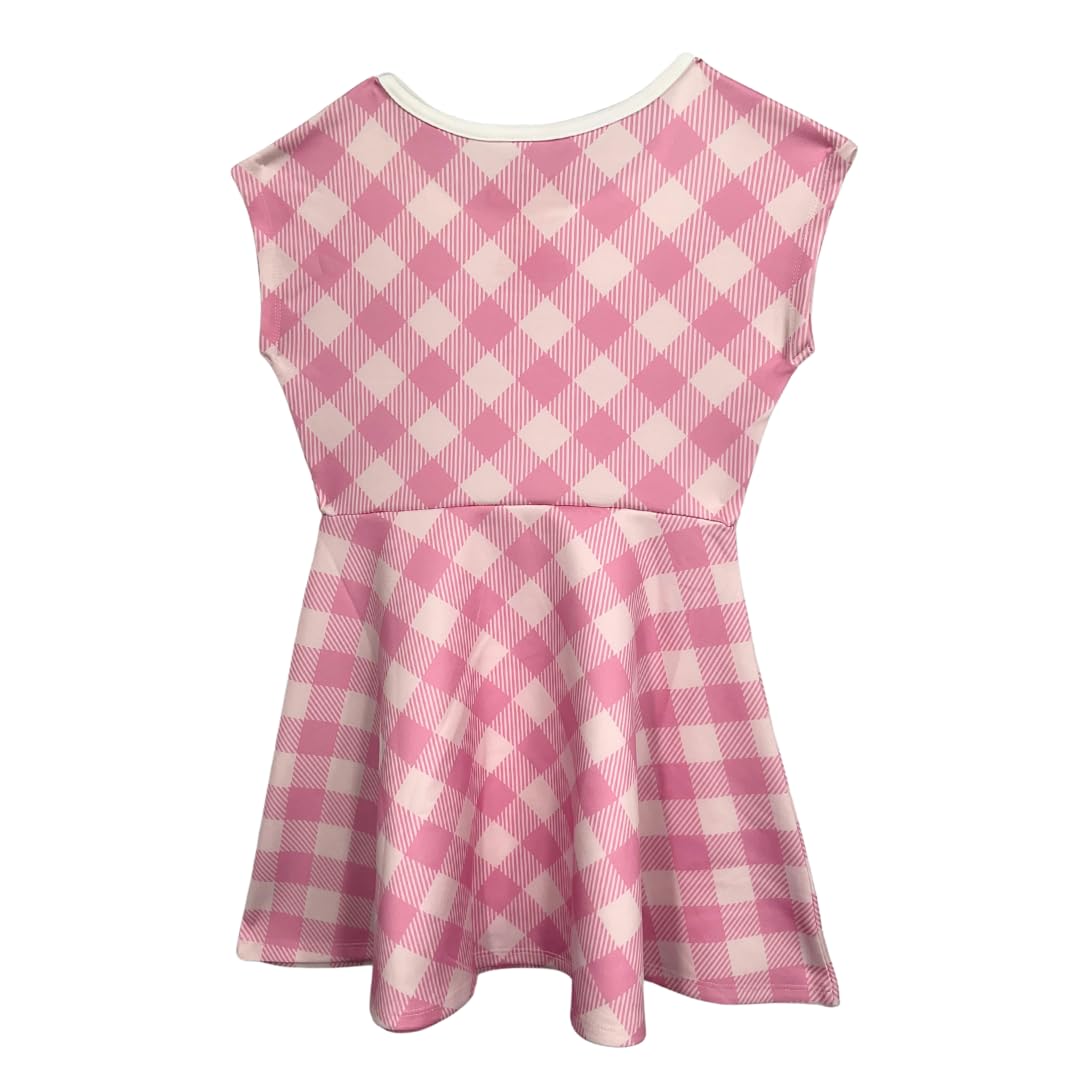 Barbie Vestido Cuadros Escosés Rosa simil Cinturon Casual Dress Niñas