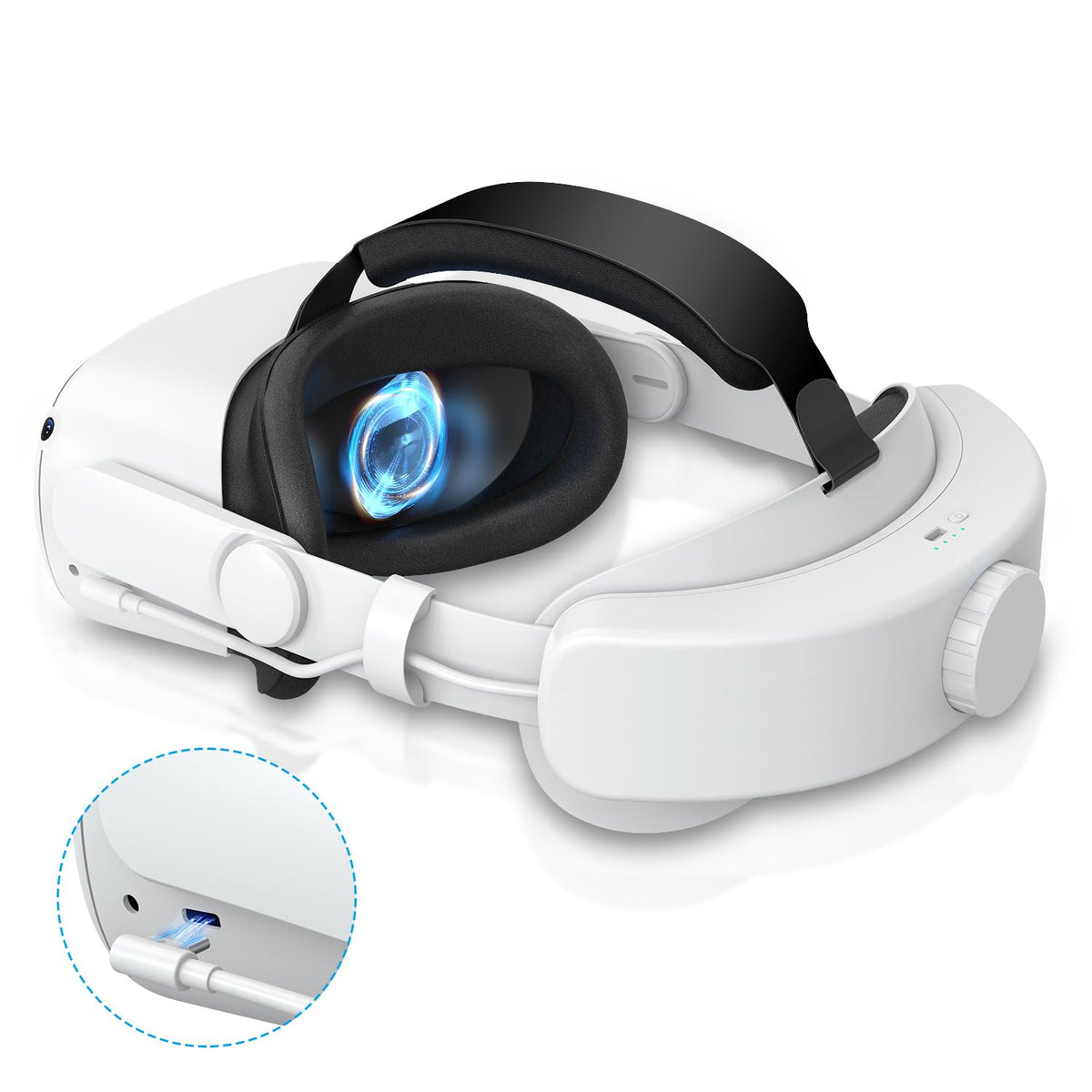 VZNEK Correa para la Cabeza de batería Compatible con Accesorios Oculus Quest 2, batería incorporada de 6000 mAh para Meta Quest 2 Accesorios de Repuesto de Correa Elite Ajustable para Oculus/Meta Qu