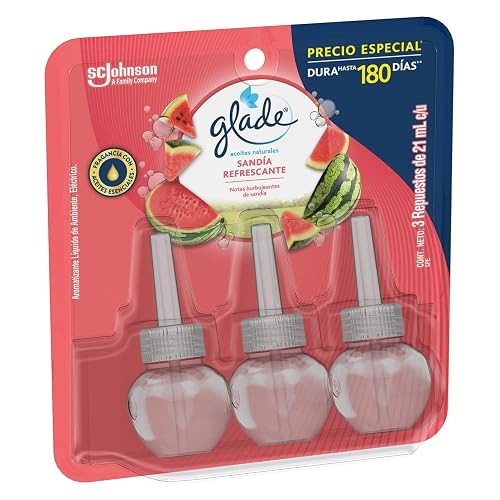 Glade Aromatizante para Hogar Eléctrico Sandía Refrescante 3 Repuestos 21ml