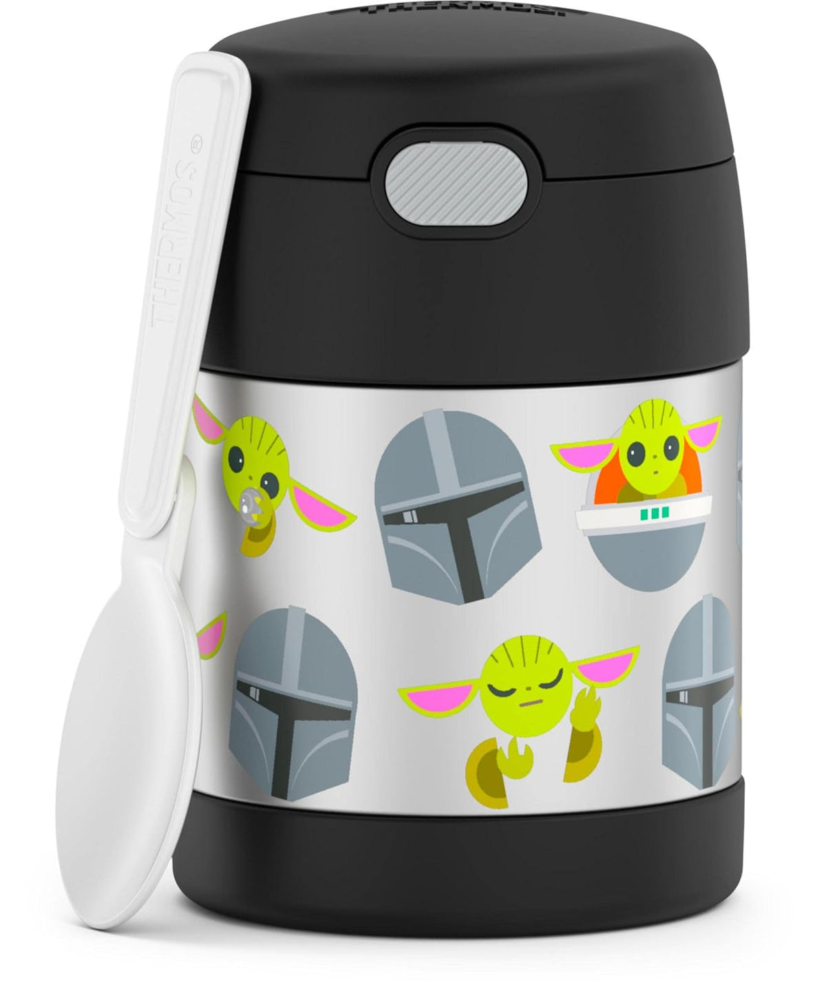 Thermos FUNTAINER Frasco Aislado con Cuchara Diseño Minnie, 10 oz - Mandaloriano - 10 onzas (295.73ml)