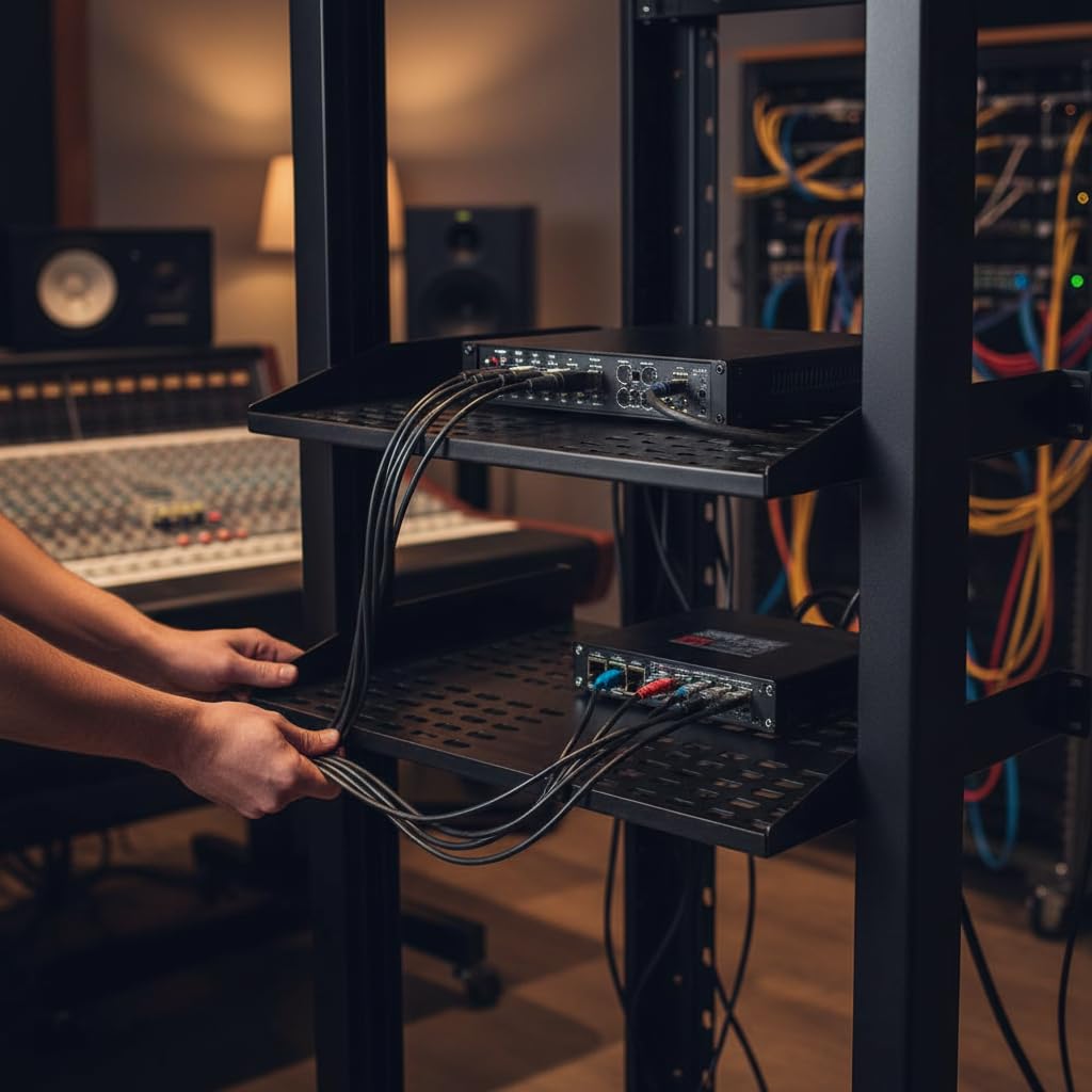 Pyle 2 Estantes para Servidor de 1U, Bandeja Universal de Montaje en Rack de 19 Pulgadas, Buena circulación de Aire, Montaje en voladizo, Estante para Montaje en Pared, Montaje en Caja de Servidor