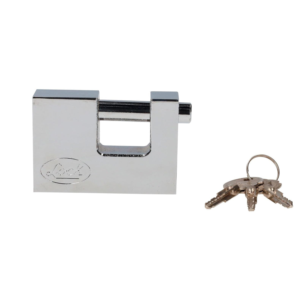 Lock L22C80TCSB Candado de acero para cortina metálica 80 mm, cromo satinado, llave tetra
