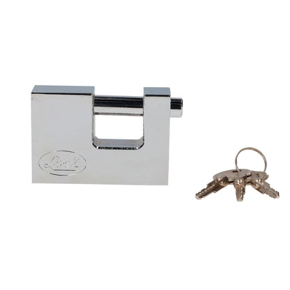 Lock L22C80TCSB Candado de acero para cortina metálica 80 mm, cromo satinado, llave tetra