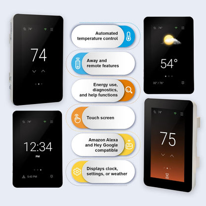 SunTouch SunStat ConnectPlus - Termostato Wi-Fi programable con visualización táctil inteligente activado por voz para sistemas de calefacción de piso eléctrico, visualización de 4.3 pulgadas, control