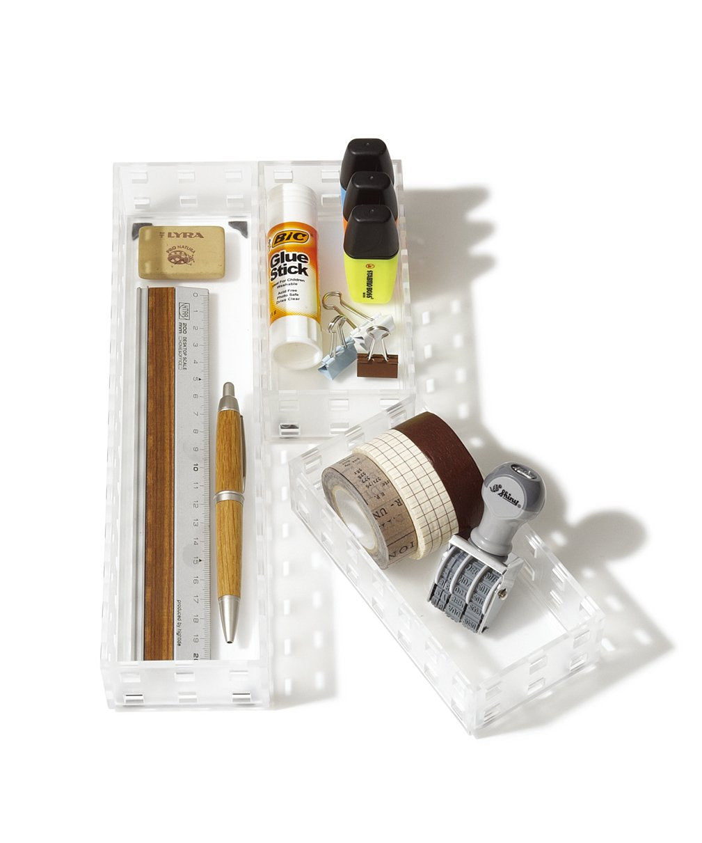 Like-It | Juego de Ladrillos 90078 | Contenedores apilables | Contenedores de Almacenamiento para Utensilios de Cocina, Oficina, Maquillaje, recámara, 2 Piezas de contenedores pequeños y 1 cubeta de