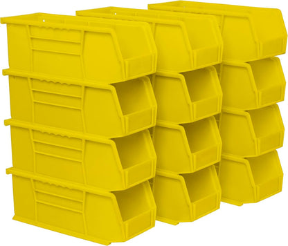 Akro-Mils 30224 Plastic Storage Stacking Hanging Akro Bin, 11-Inch by 4-Inch by 4-Inch, Yellow, Case of 12 - Amarillo
