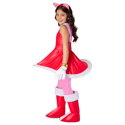 Rubies Sonic The Hedgehog: Amy Rose Disfraz de lujo para niños, niña pequeña, rosa, rojo, blanco, Small