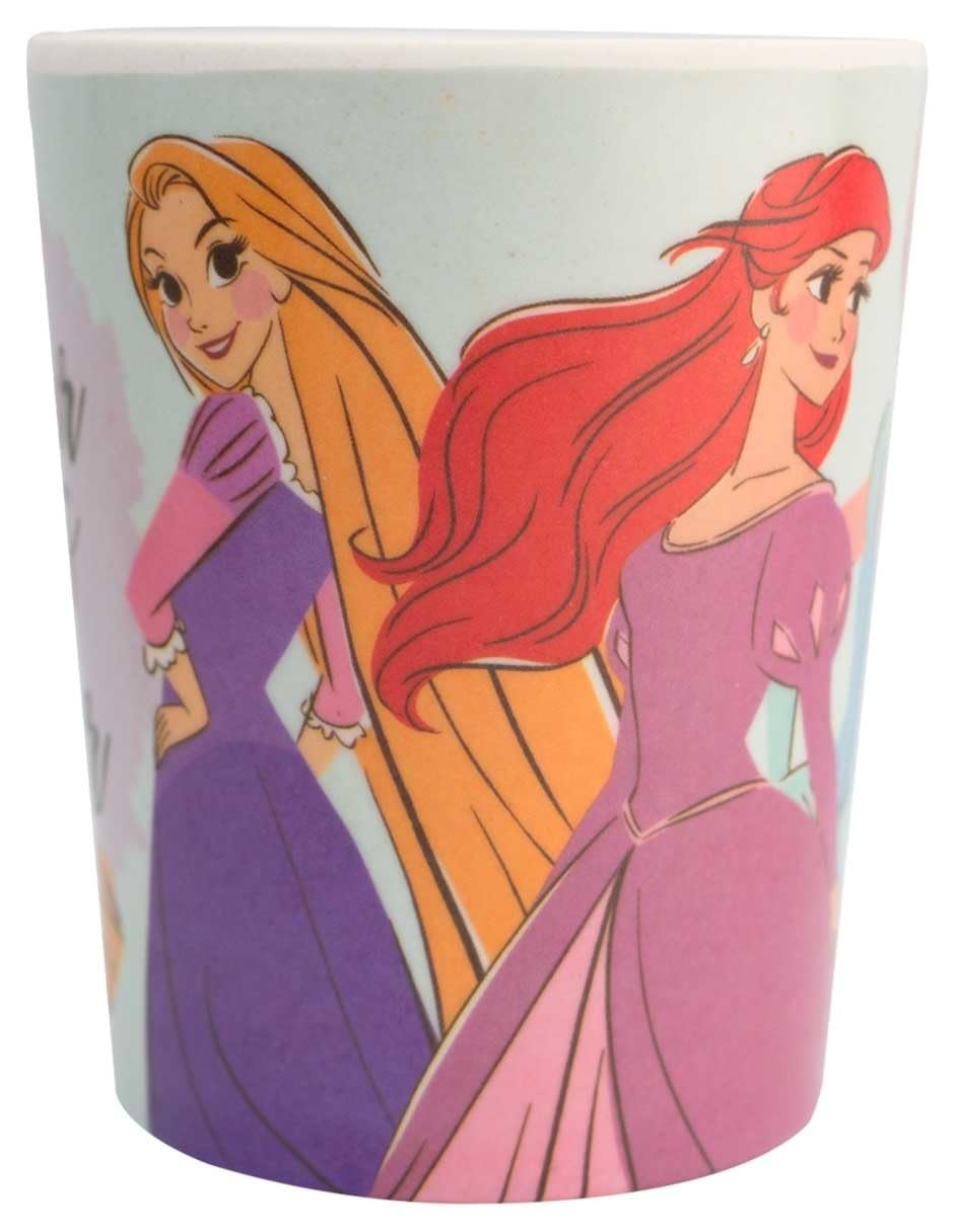 Vajilla individual infantil de bambú Princesas Disney, set de platos, vaso y cubiertos para niños, 5 pzas.
