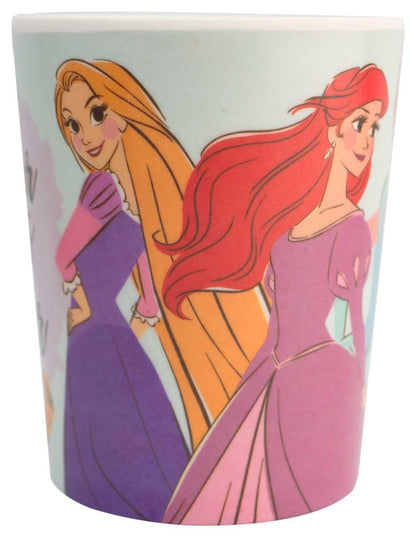 Vajilla individual infantil de bambú Princesas Disney, set de platos, vaso y cubiertos para niños, 5 pzas.