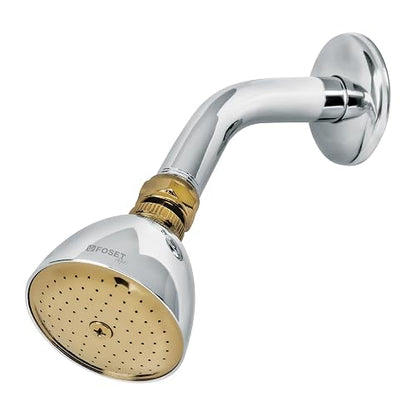 Foset Aqua R-509G Regadera cónica 2-1/2" cromo-oro brazo y chapetón acero