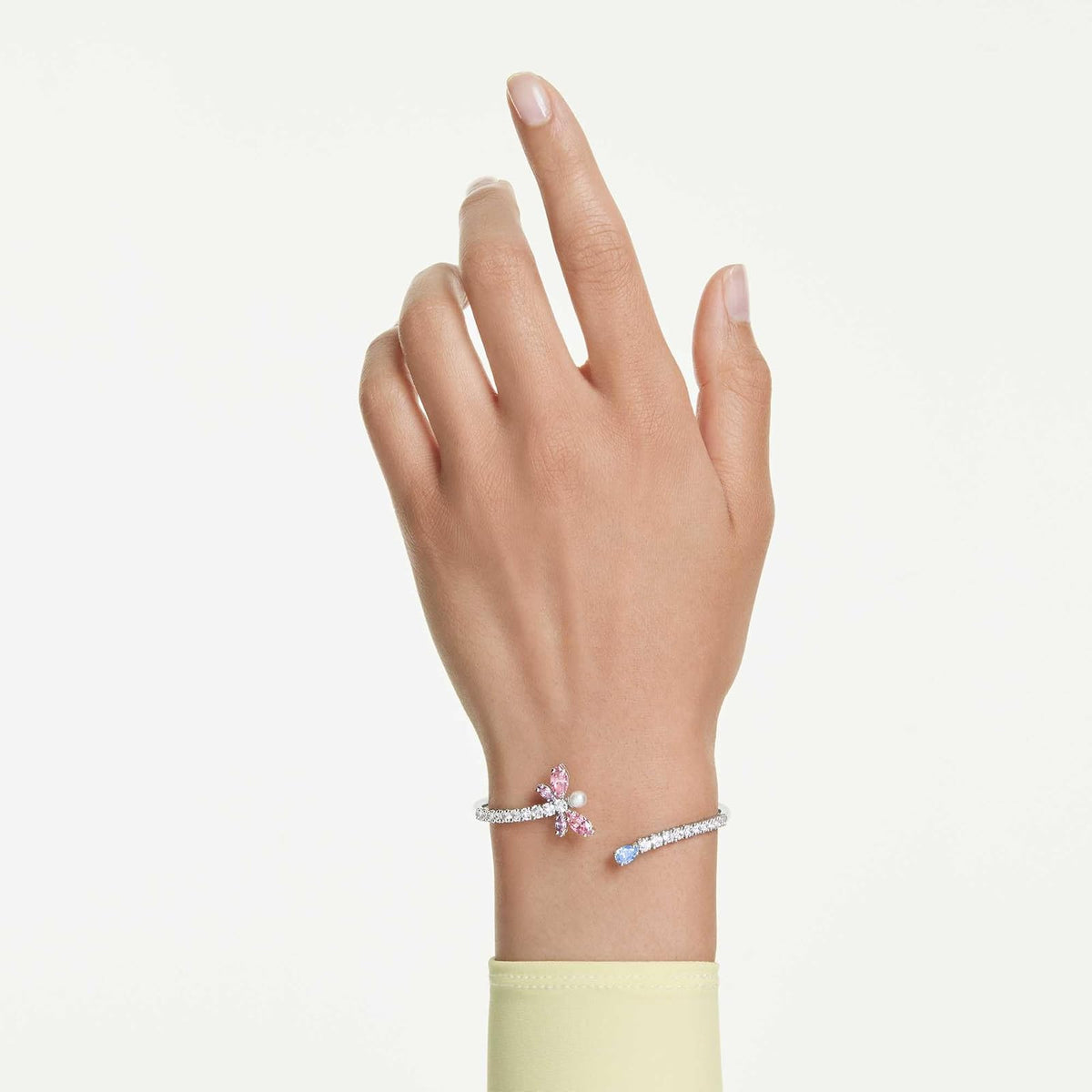 Swarovski x Ariana Grande - Pulsera oficial con motivo de libélula, cristales multicolores de corte mixto, acabado rodio, parte de la colección Ariana Libélula