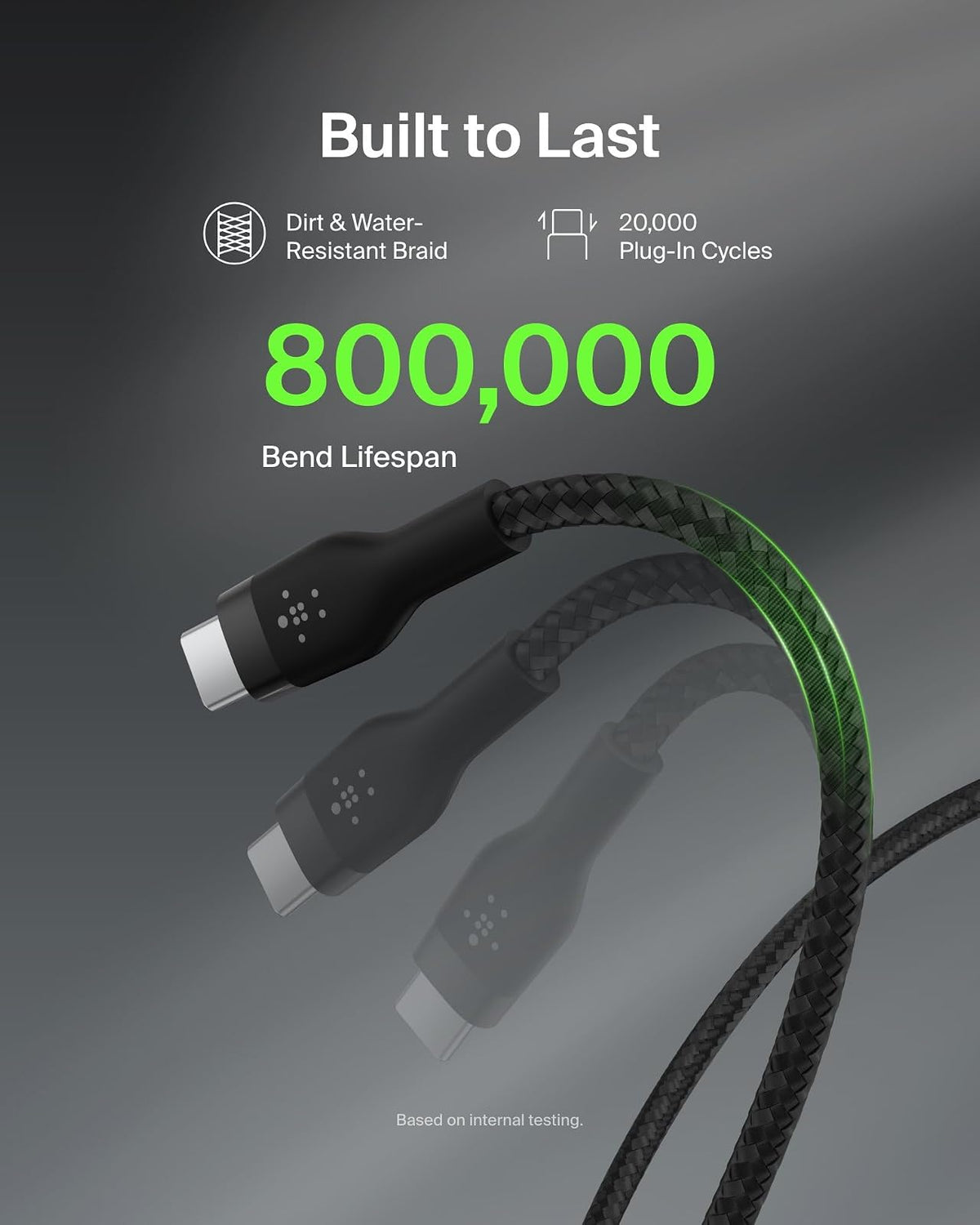 Belkin BoostCharge Pro Flex Cable de carga trenzado USB-C a USB-C (6.5 pies/2 m), cable de carga rápida certificado USB-IF para iPhone 16 Series, MacBook, Galaxy S25, Nintendo Switch 2 y más, color
