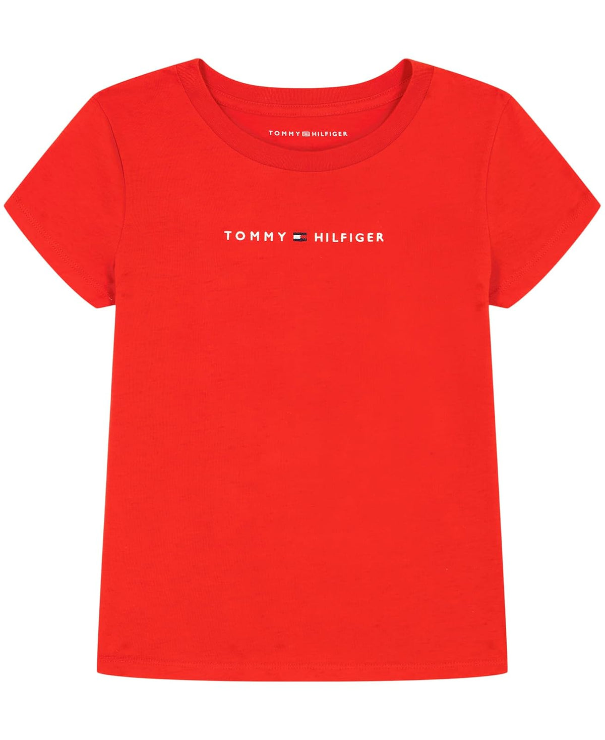 Tommy Hilfiger Playera de Manga Corta con Logo Bandera para Niña - 8-10 - Tommy Red - Classic Logo
