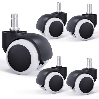 Juego de 5 Ruedas Giratorias Silenciosas para Sillas de Oficina, Ajuste Universal, llantas para silla de oficina de repuesto de 50mm, apto para piso duro