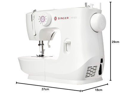SINGER® M1605 Máquina de Coser Mecánica 6 Puntadas Ideal Para Principiantes | Ojal cuatro pasos, estructura metálica, uso doméstico, costura fácil, adecuada quienes recién comienzan a practicar cada día