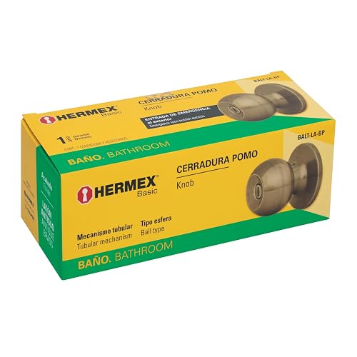 Hermex Basic BALT-LA-BP, Cerradura pomo, baño, tubular, latón antiguo