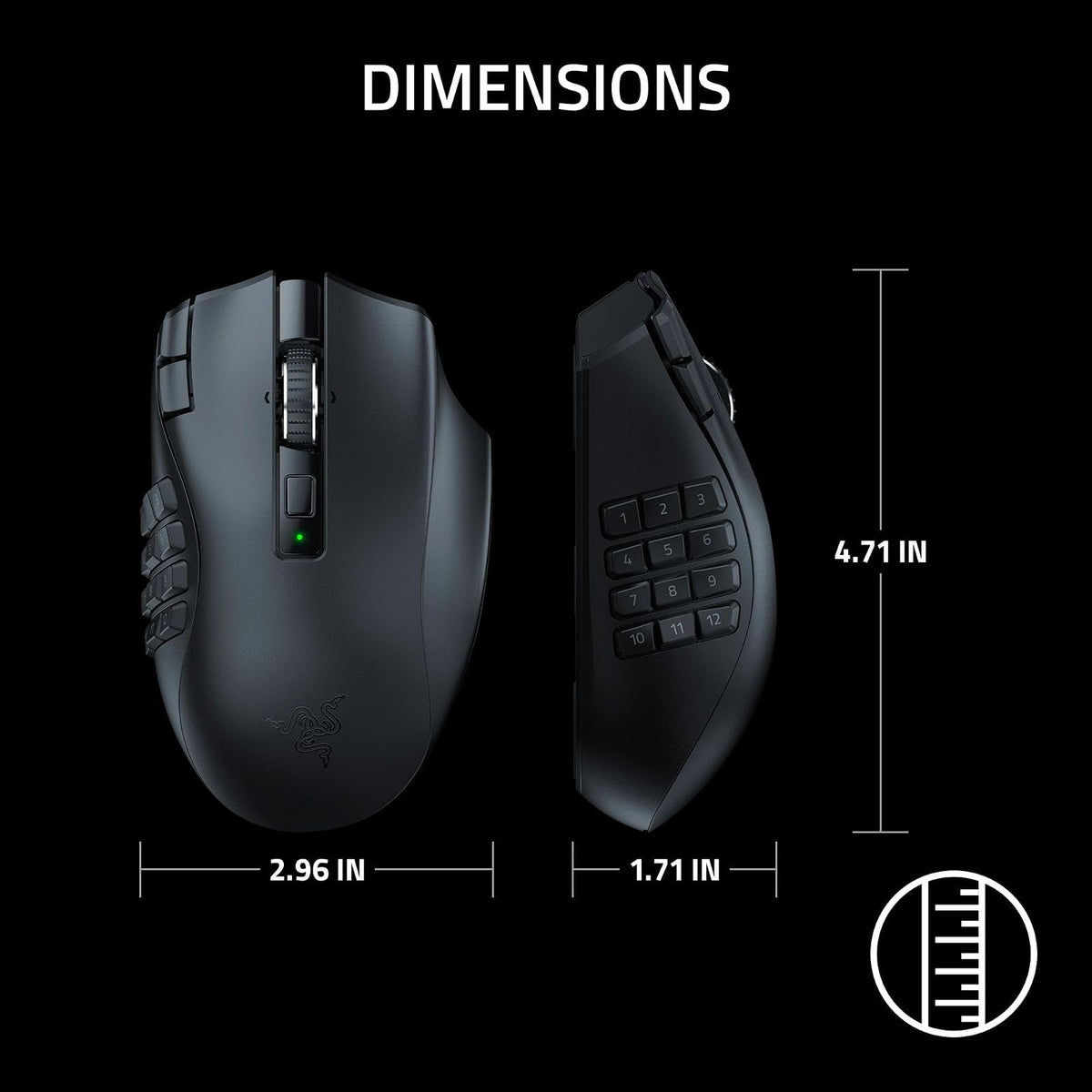 Razer Naga V2 HyperSpeed - Ratón Gamer Inalámbrico MMO con 19 Botones programables