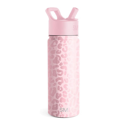 Simple Modern - Botella de agua de leopardo con tapa de popote, aislamiento al aspiradora, botellas de termo de metal de acero inoxidable, reutilizable, a prueba de fugas, sin BPA, para deportes