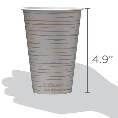 EcoSmart® - Vasos de papel de fibra 100% reciclada, tazas de café desechables de 16 onzas con tapas y mangas, 96 tazas ecológicas (6 paquetes combinados de 16 tazas, tapas y fundas)