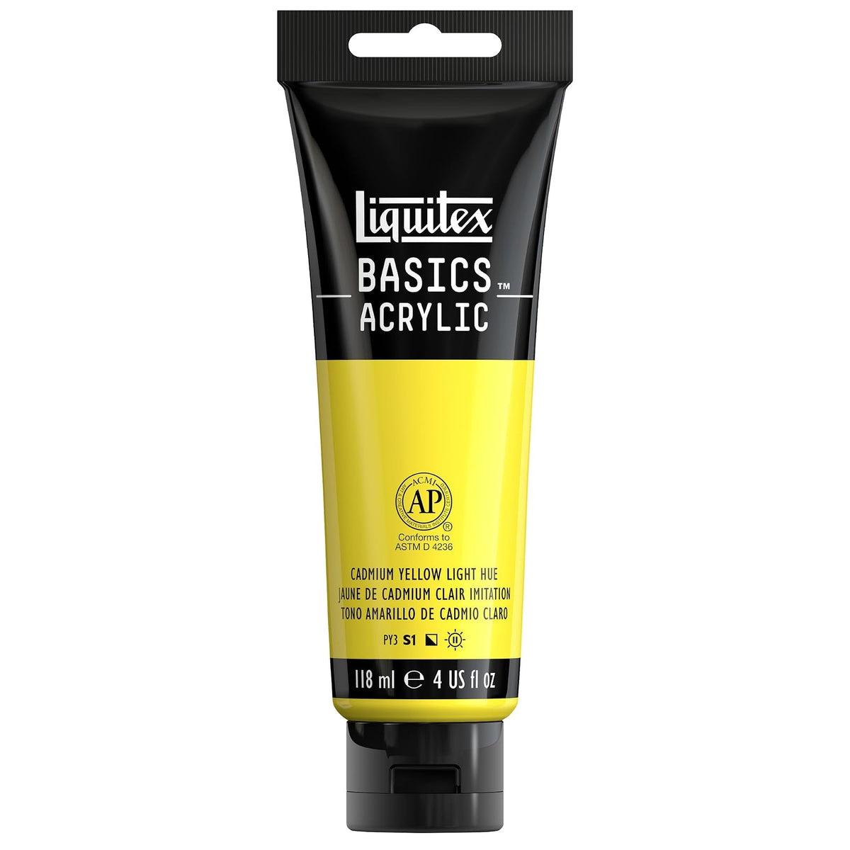 Liquitex Basics Pintura Acrílica, Tubo de 4 oz - Amarillo (Cadmium Yellow Light 160) - Tubo de 4 oz