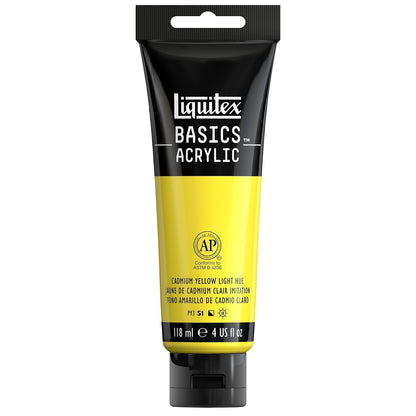 Liquitex Basics Pintura Acrílica, Tubo de 4 oz - Amarillo (Cadmium Yellow Light 160) - Tubo de 4 oz