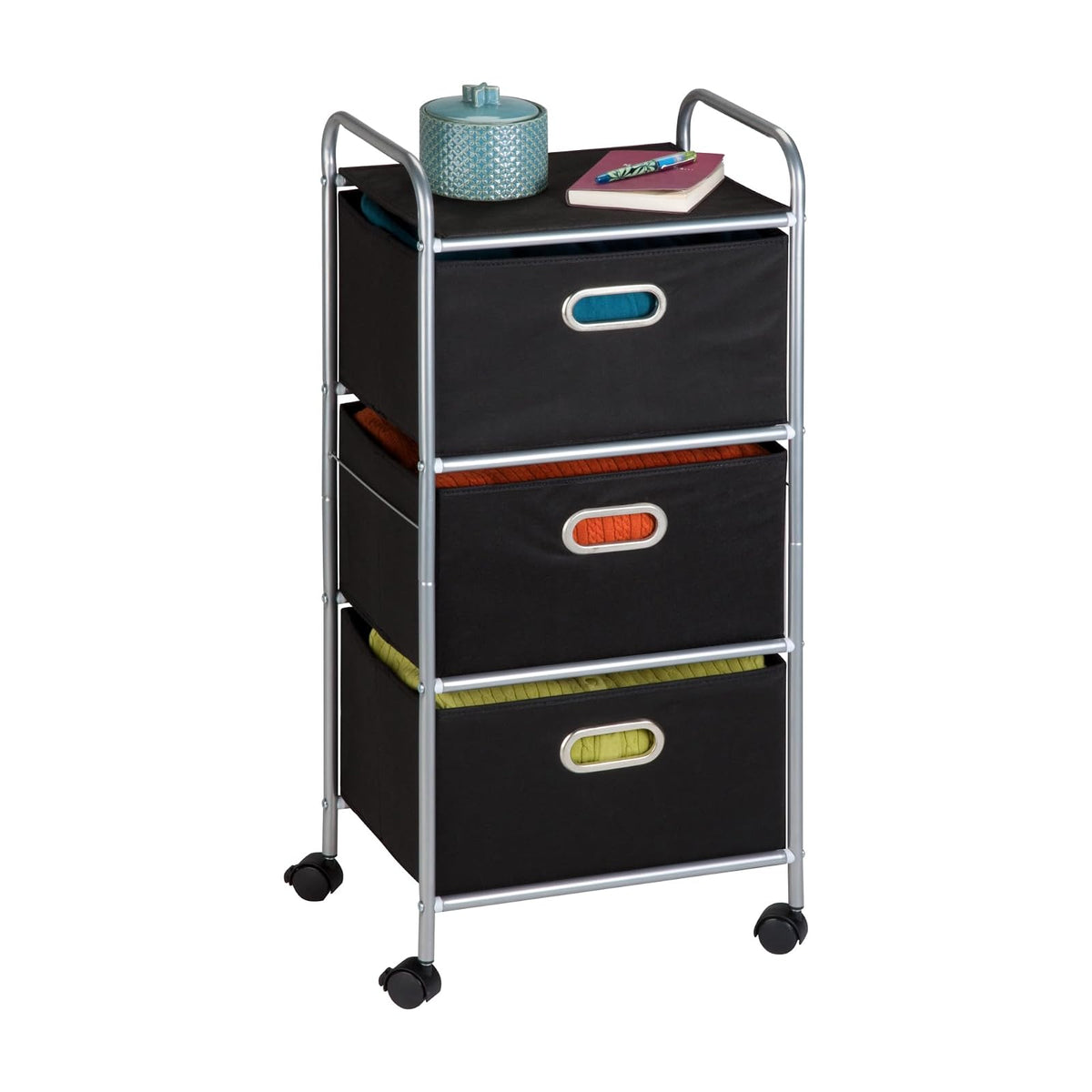 Honey-Can-Do CRT-02184 Rolling Storage Cart, Black/Chrome