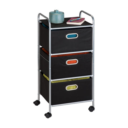 Honey-Can-Do CRT-02184 Rolling Storage Cart, Black/Chrome