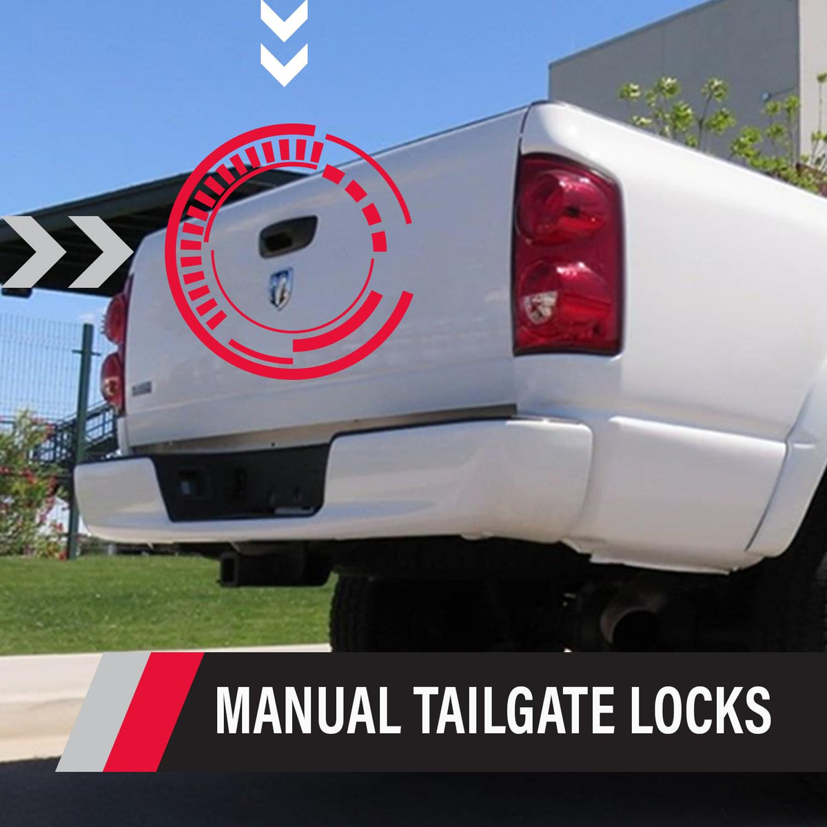 Pop & Lock PL3400 Cerradura Manual para Puerta Trasera Dodge Ram 1500 2500 y 3500 2002-2008 Negro Funciona sin Bloqueo de Fábrica
