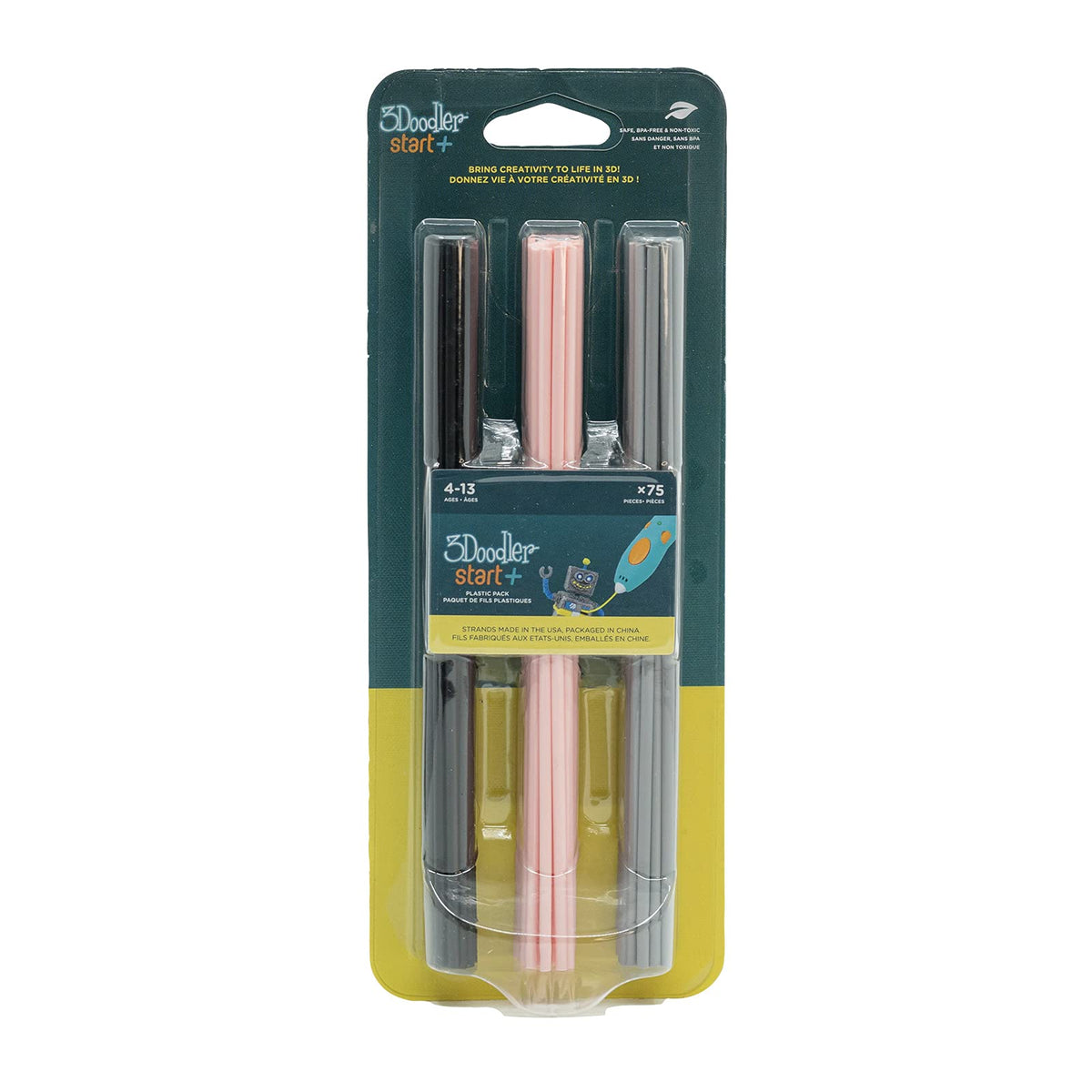 3Doodler Start 3D Printing Filament Refill Blister Pack (x75 Strands, Over 375 ft. of Extruded Plastic) - Color Pop
