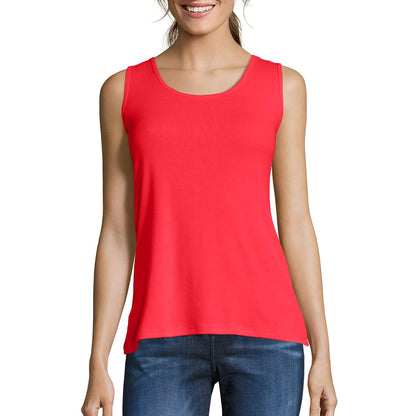 Hanes Camiseta sin Mangas para Mujer, 100% Algodón - Rojo - CH