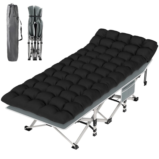Suteck Cama de Camping Plegable, Catre Portátil para Adultos con Tela Oxford 1200D Doble Capa, con Colchón Suave y Bolsa de Transporte, para Camping, Playa, Viajes y Oficina