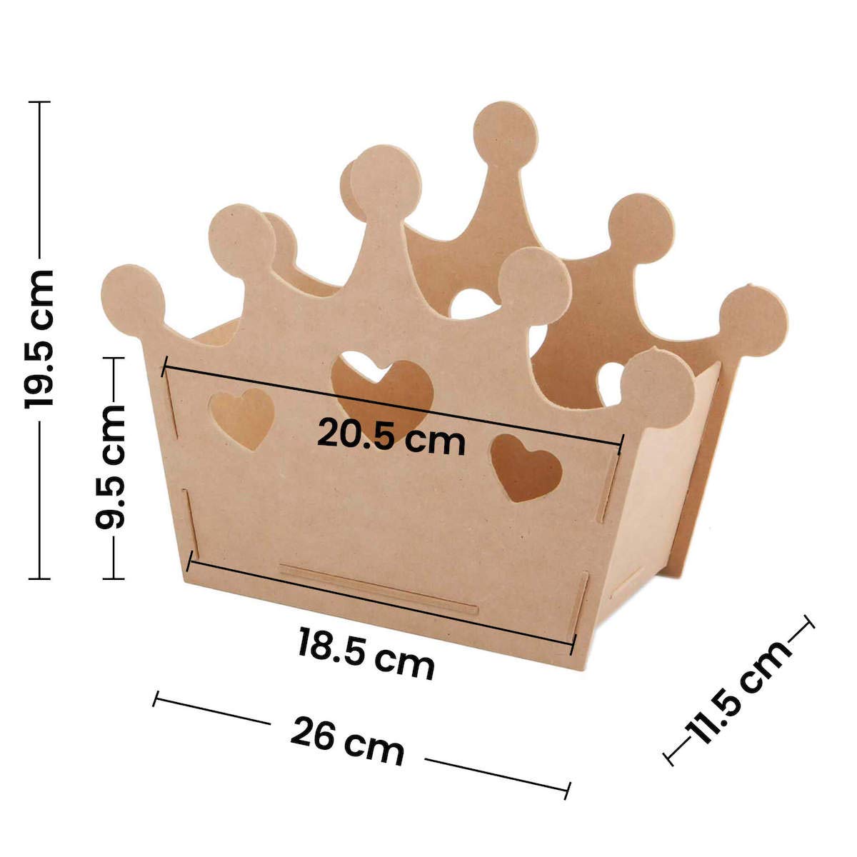 Mylin Corona De Princesa De Madera Para Decorar. Ideal para Dulceros, Centros de Mesas, Mesas De Dulces, Regalos, Fiestas de Princesa. Tamaño: 19.5cm Alto x 26cm Largo x 11.5cm Ancho.