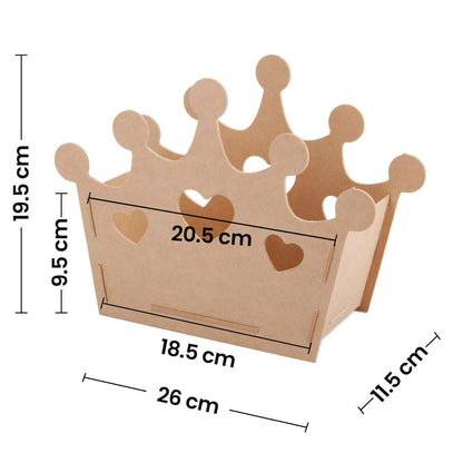 Mylin Corona De Princesa De Madera Para Decorar. Ideal para Dulceros, Centros de Mesas, Mesas De Dulces, Regalos, Fiestas de Princesa. Tamaño: 19.5cm Alto x 26cm Largo x 11.5cm Ancho.
