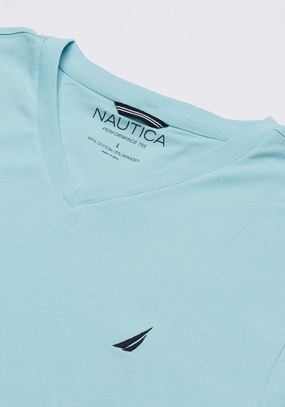 Nautica Playera de Manga Corta con Cuello en V y Ajuste Entallado. Camiseta para Hombre