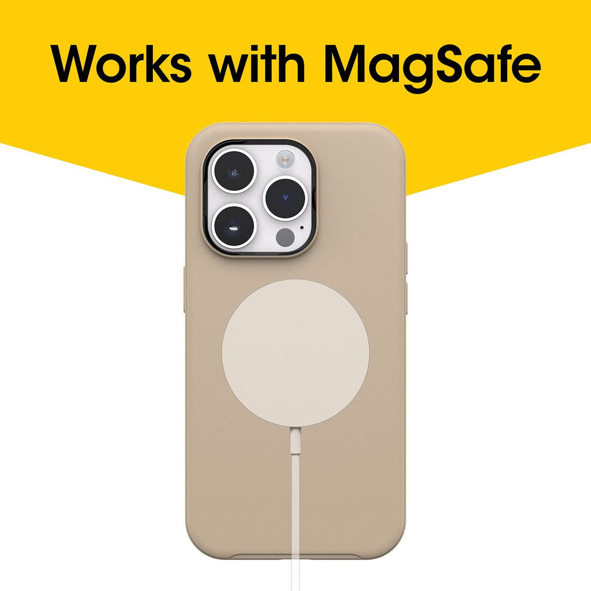 OtterBox SYMMETRY SERIES+ Antimicrobial Funda con MagSafe para iPhone 14 Pro (ONLY) - DONT EVEN CHAI (Cafe)