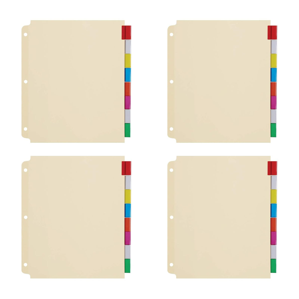 Oxford 3 Ring Binder Dividers, 8 Tab, Insertable Multicolor Big Tabs, 4 Sets (R215-8A3), Assorted