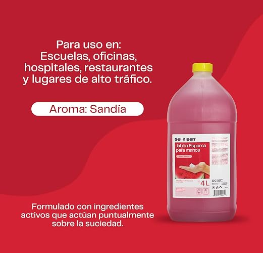 Gel Kleen. Jabón Espuma Antibacterial. 4 Litros. Sandia