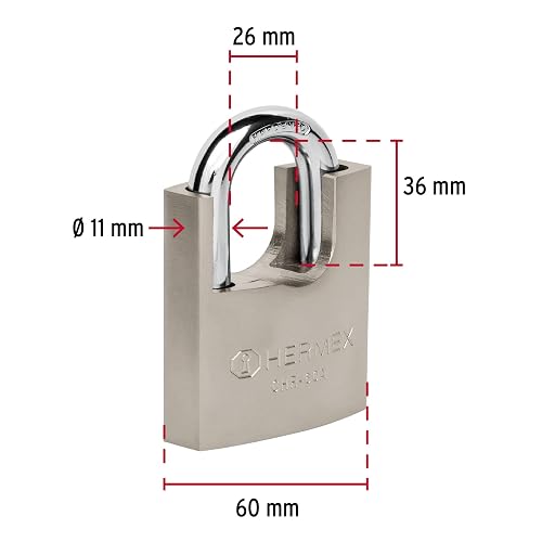 Hermex CHR-60A, Candado de hierro con coraza, 60 mm, llave anti-ganzúa