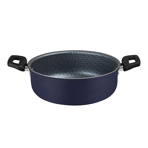 Ekco | Cacerola con Tapa Classic de Aluminio Antiadherente Azul 20cm | Tapa de vidrio, Espesor 1.7 mm, Calor uniforme, Asa de baquelita, Fácil limpieza, Libre de PFOA, Antiadherente Geothermic