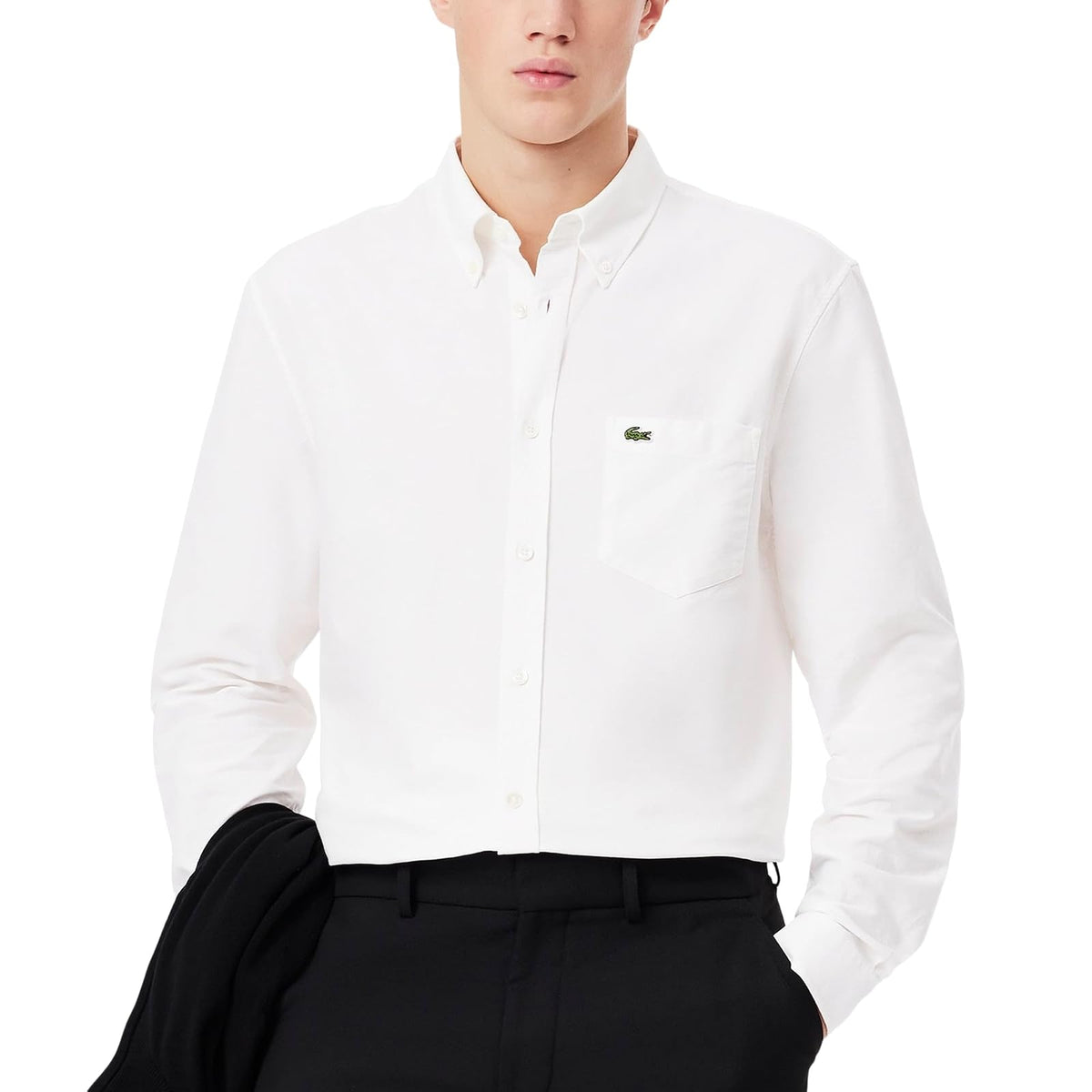 Lacoste Camisa Oxford de Manga Larga con Botones para Hombre - XL-XXL - Blanco