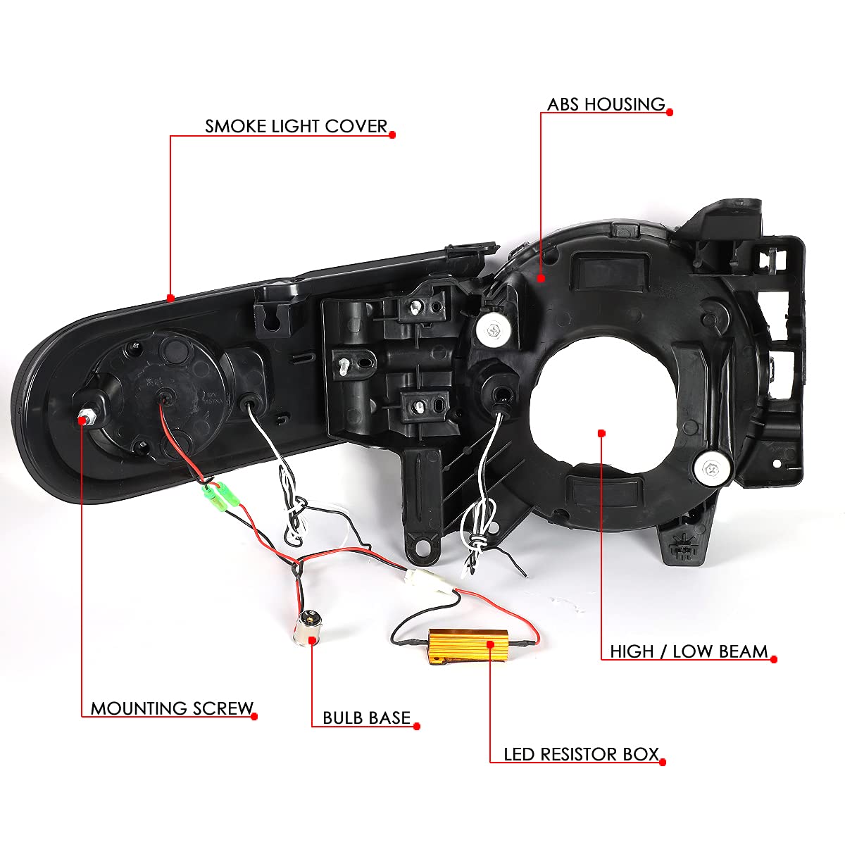 DNA Motoring HL-LB-FJC07-BK-SM-CL1 Faros Delanteros Lente Ahumado LED DRL + Luz Direccional Secuencial Negro/Humo/Transparente Par para Toyota FJ Cruiser 07-15