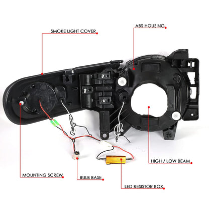 DNA Motoring HL-LB-FJC07-BK-SM-CL1 Faros Delanteros Lente Ahumado LED DRL + Luz Direccional Secuencial Negro/Humo/Transparente Par para Toyota FJ Cruiser 07-15
